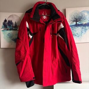 Spyder F10 Men's Insulated Ski Jacket Red Black Spylon Thinsulate Size XXL